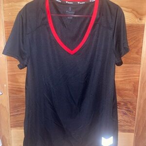 Fanatics Black V-Neck Tee with Red Accent